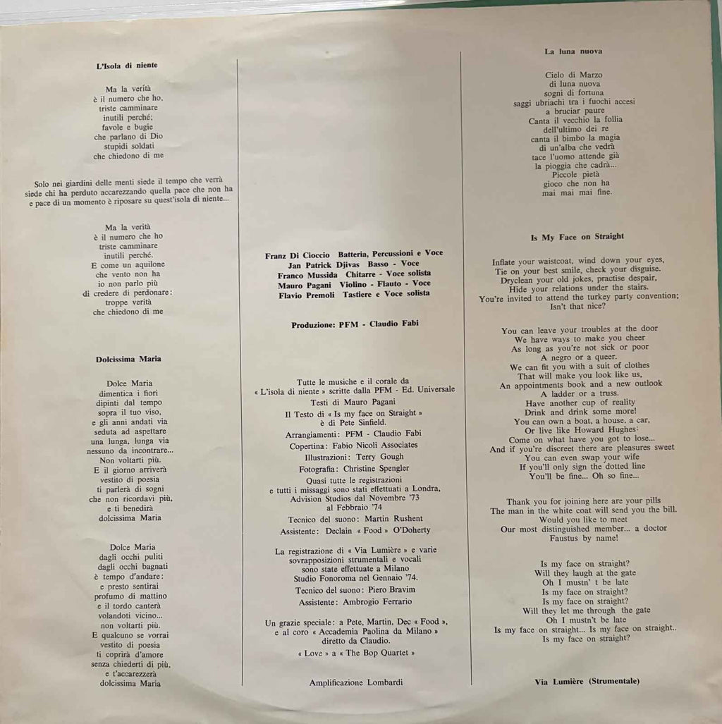 Premiata Forneria Marconi – L'Isola Di Niente - First Press 74