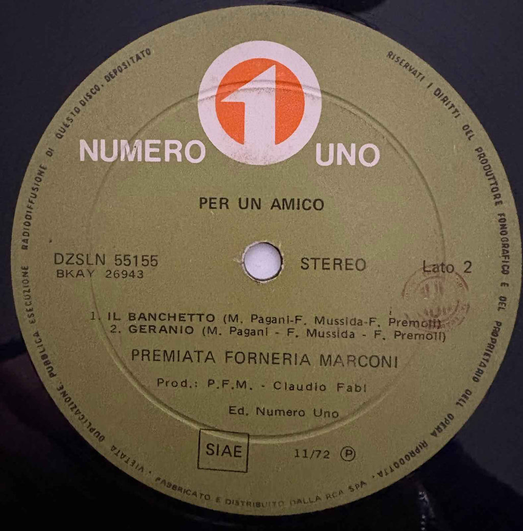 Premiata Forneria Marconi – Per Un Amico   First press '72