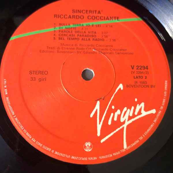 Riccardo Cocciante – Sincerità