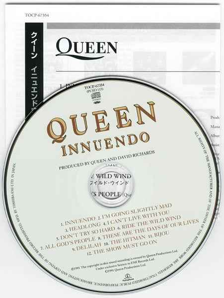 Queen – Innuendo - CD Paper Sleeve Made in Japan  Limited Edition