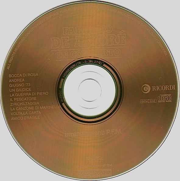 Fabrizio De André – In Concerto Arrangiamenti PFM -  CD Digipak , 24 bit digital remastering - Echoes musicstore