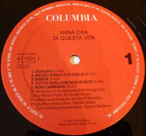 Anna Oxa – Di Questa Vita - Echoes musicstore