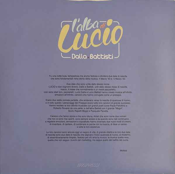 Lucio Dalla, Lucio Battisti ‎– L'Alba Di Lucio
