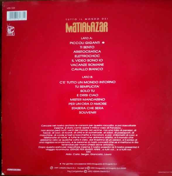 Matia Bazar – Tutto Il Mondo Dei Matia Bazar - Echoes musicstore