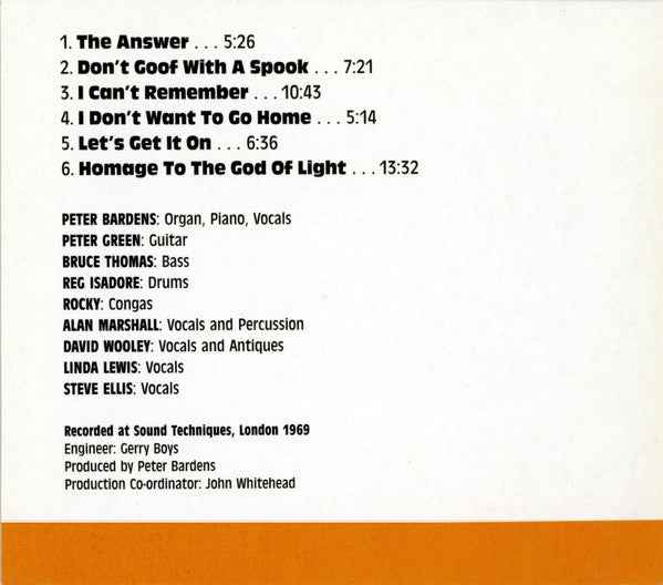 Peter Bardens – The Answer  CD  Digipak