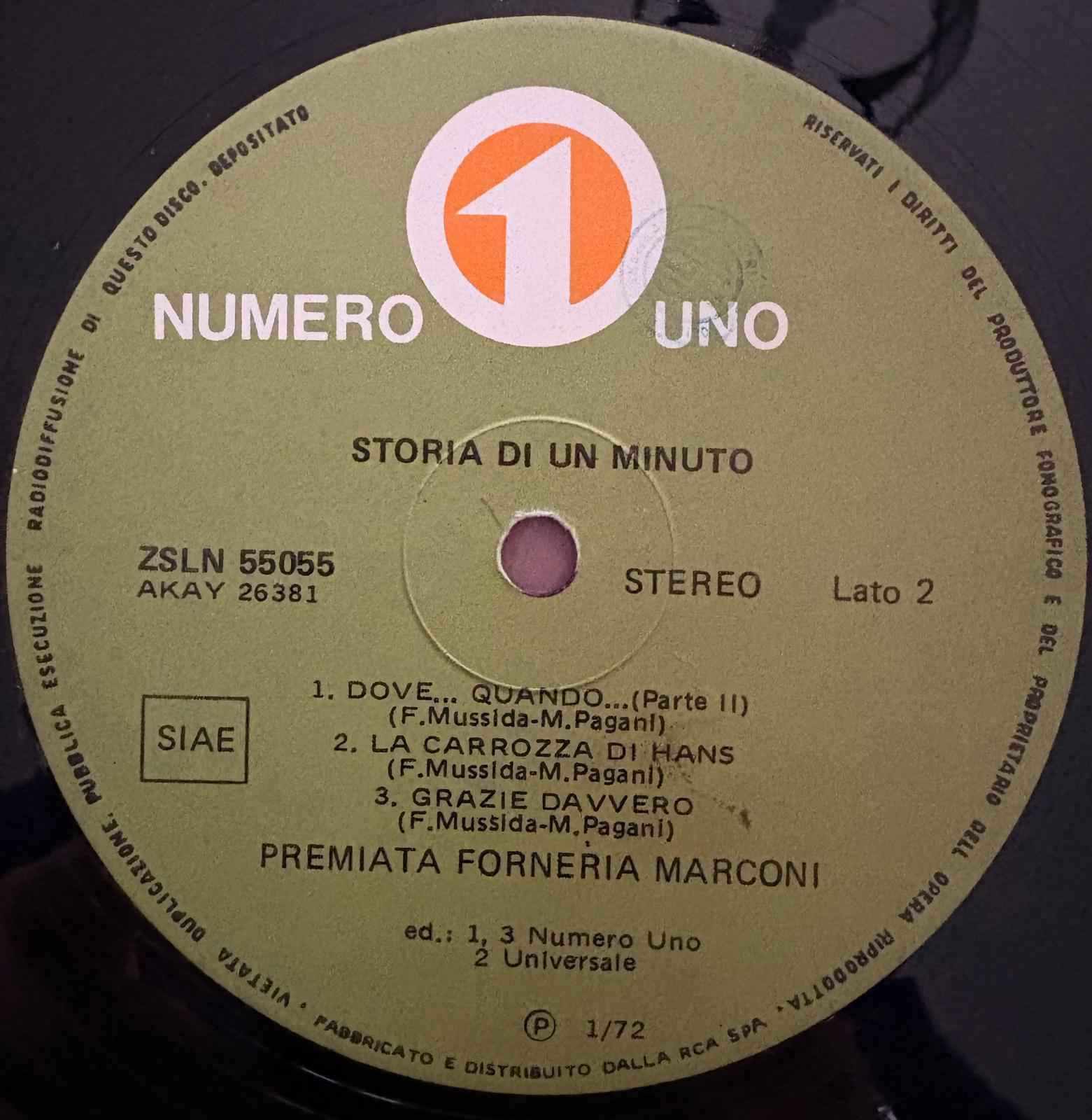 Premiata Forneria Marconi – Storia Di Un Minuto   Press 1/75