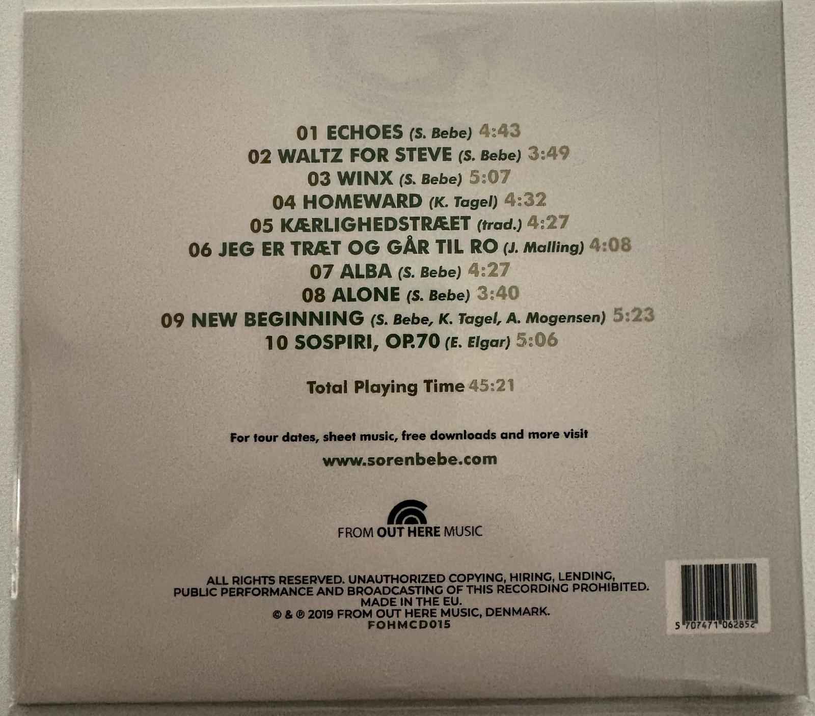 Søren Bebe Trio – Echoes  CD Signed by Soren Bebe