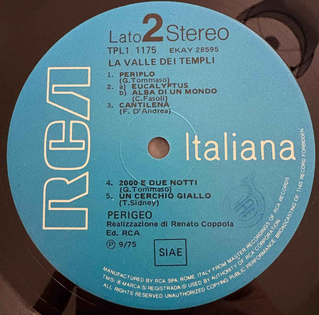 Perigeo – La Valle Dei Templi  Prima stampa '75