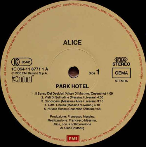 Alice – Park Hotel - Echoes musicstore