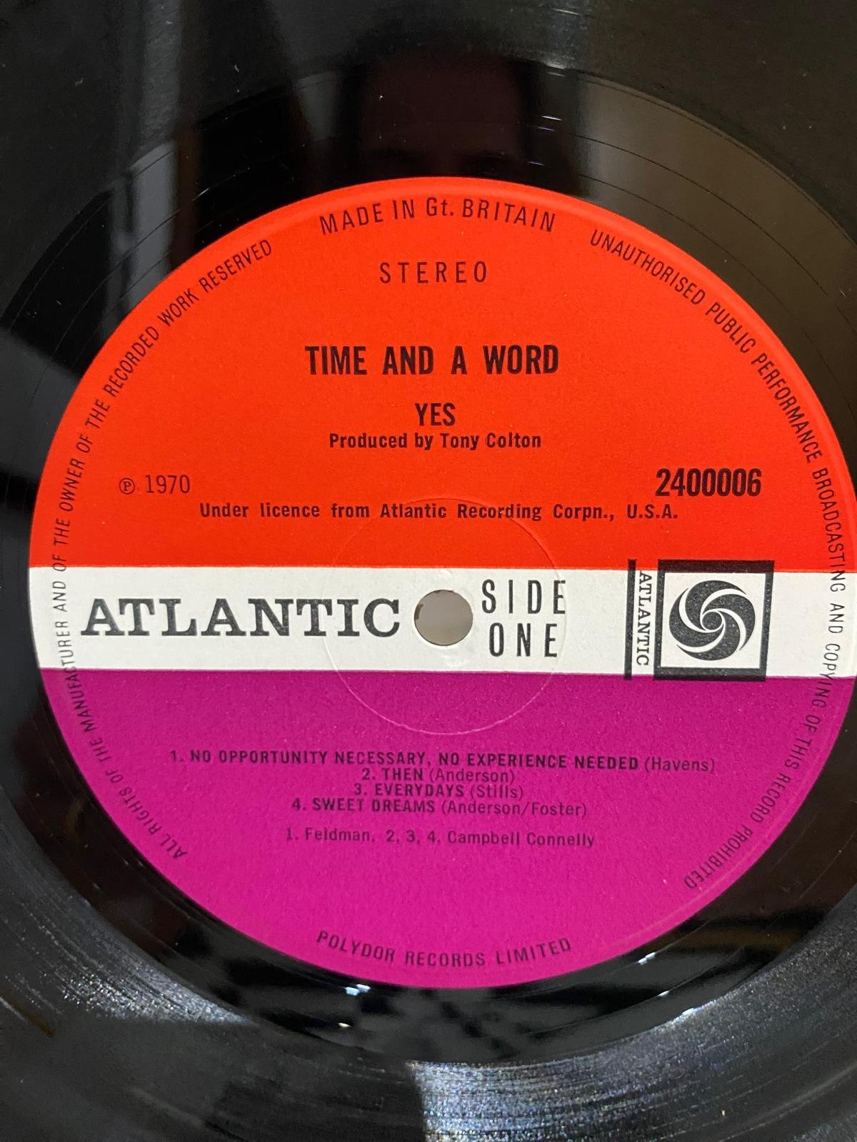 Yes – Time and a Word | Prima Stampa UK Stereo 1970 | EX